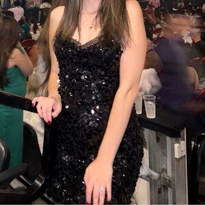 Zara Black Sequin Mini Dress